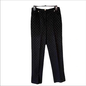 St. John velvet checkered black straight leg pants 8 luxury minimalist chic